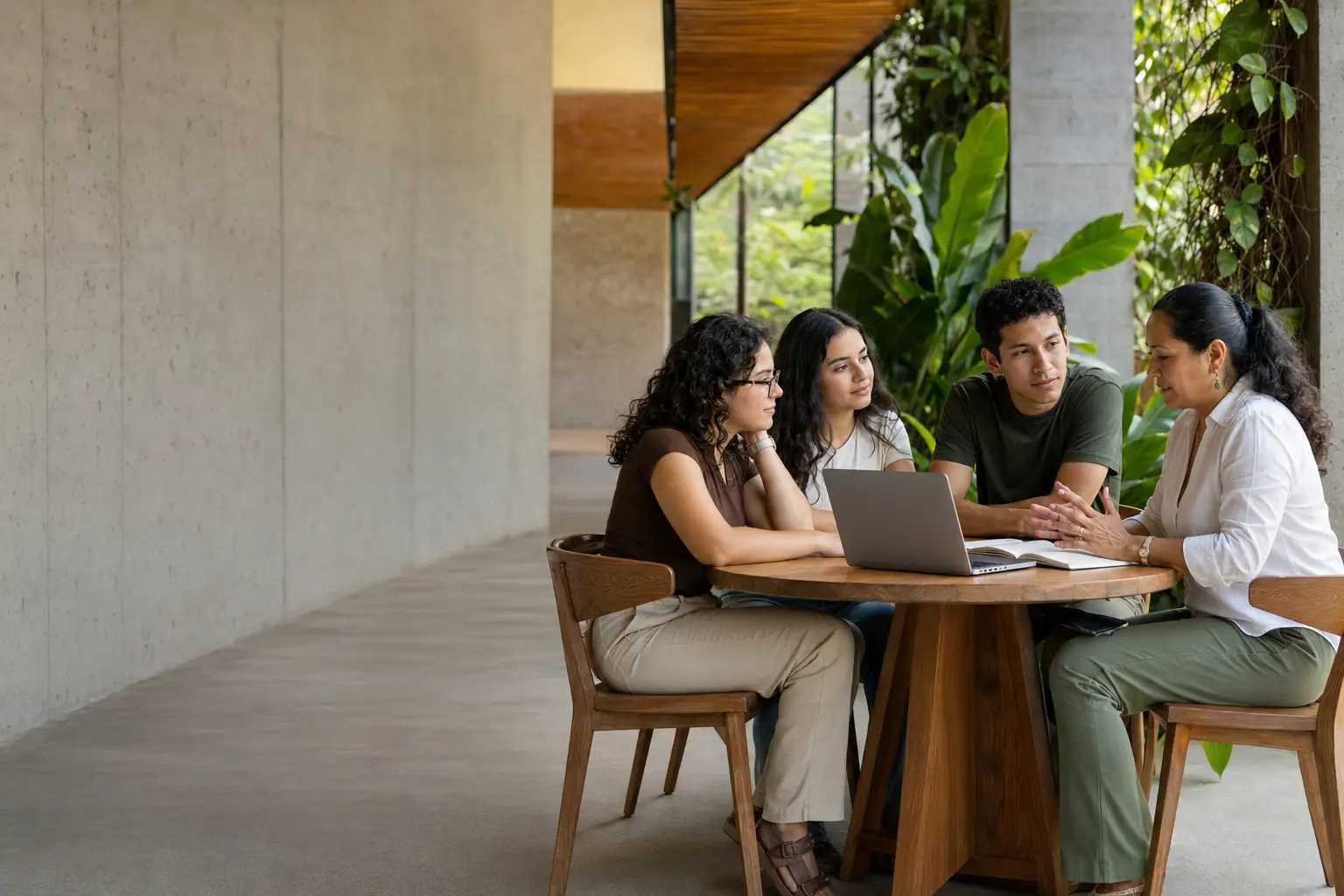 Coordinadora académica orientando a estudiantes