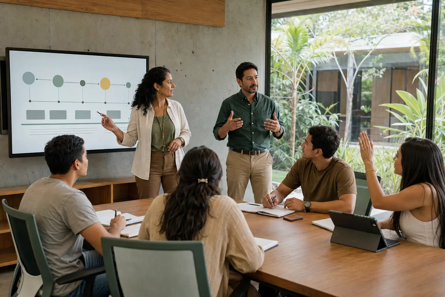 Equipo académico diseñando una convocatoria internacional