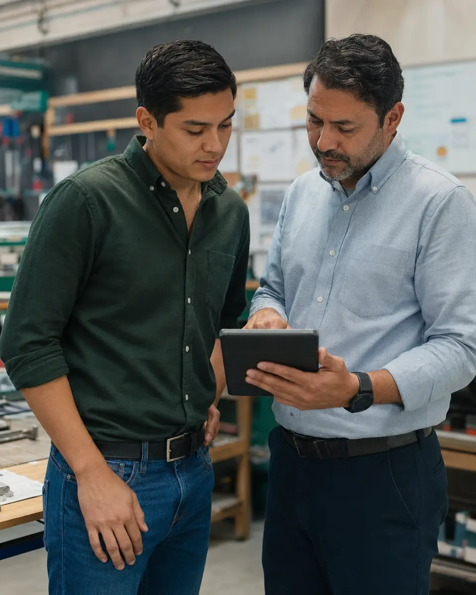 Profesional revisando un plan formativo con un supervisor